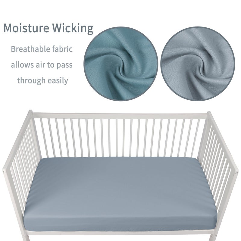 GUNTAIL Baby Crib Sheets for Boys Girls, 2 Pack Fitted Crib Sheet for Standard Crib and Toddler Mattress, Soft Microfiber Baby Sheet 52x28x8in. (Dark Green & Dark Grey) - Image 2