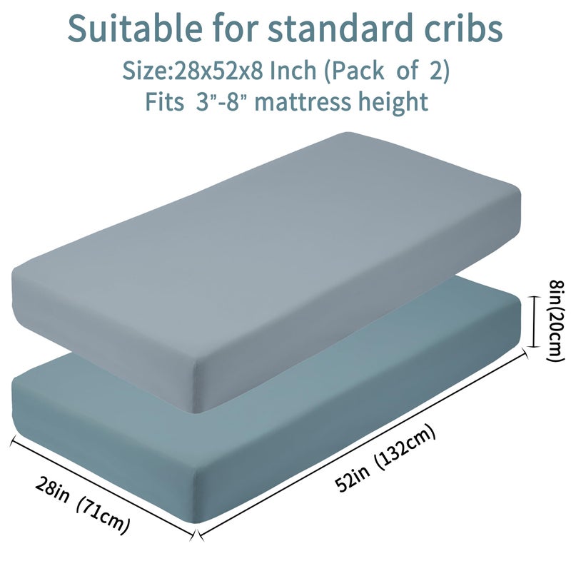 GUNTAIL Baby Crib Sheets for Boys Girls, 2 Pack Fitted Crib Sheet for Standard Crib and Toddler Mattress, Soft Microfiber Baby Sheet 52x28x8in. (Dark Green & Dark Grey) - Image 4