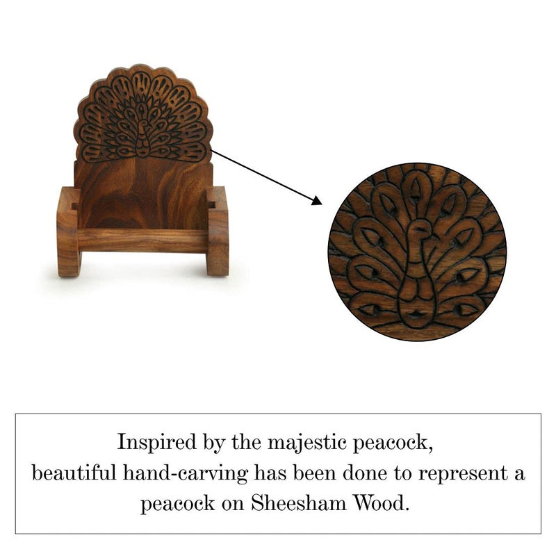 ExclusiveLane ExclusiveLane Dancing Peacock Hand Carved Toilet Roll Holder Tissue Holder Wall Mounted in Sheesham Wood Tissue Roll Stand for Bathroom Toilet Tissue Stand Tissue Holders Toilet Paper Roll Holder  - Image 3