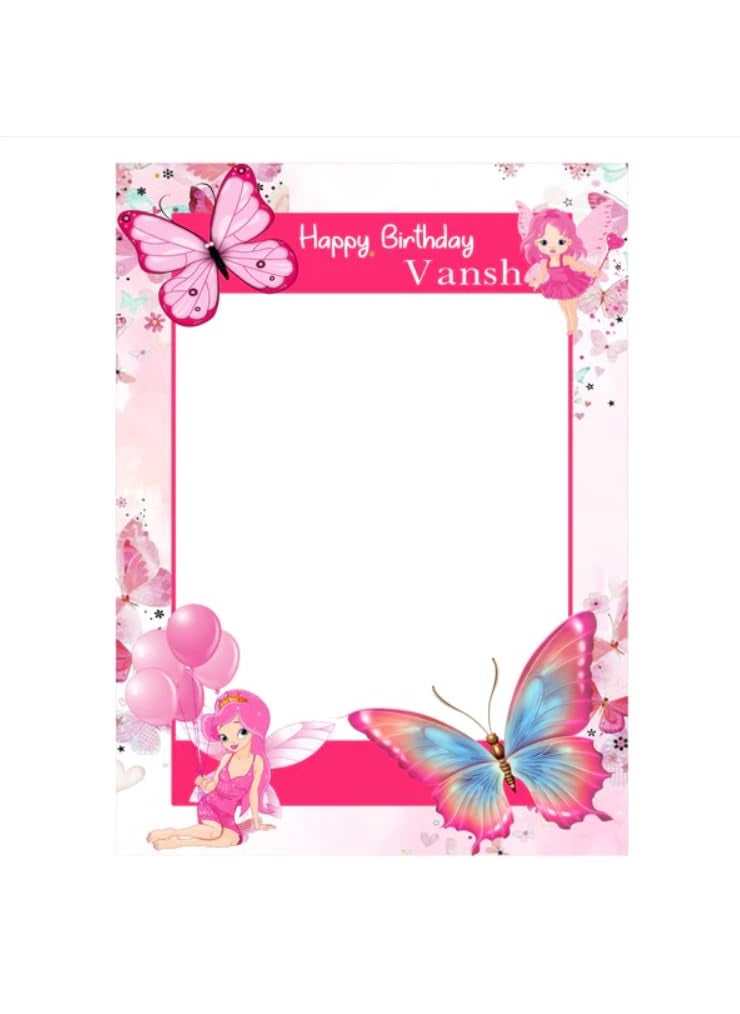 Theme My Party - Theme My Party Butterfly & Fairy Birthday Photobooth For Girls Birthday Decoration - 21 Inch x 16 Inch - Image 1