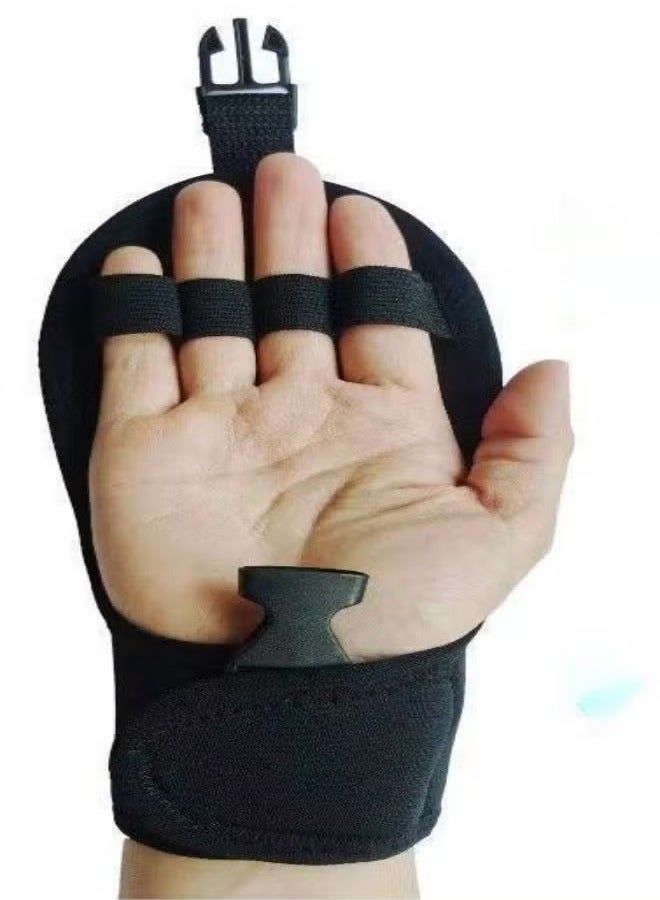 Black Rehabilitation Gloves with Stroke Hand Splint, Suitable for the Elderly Fist Stroke Hemiplegic Hand Training, One-hand Grip Exercise for the Left and Right Hands. - Image 2