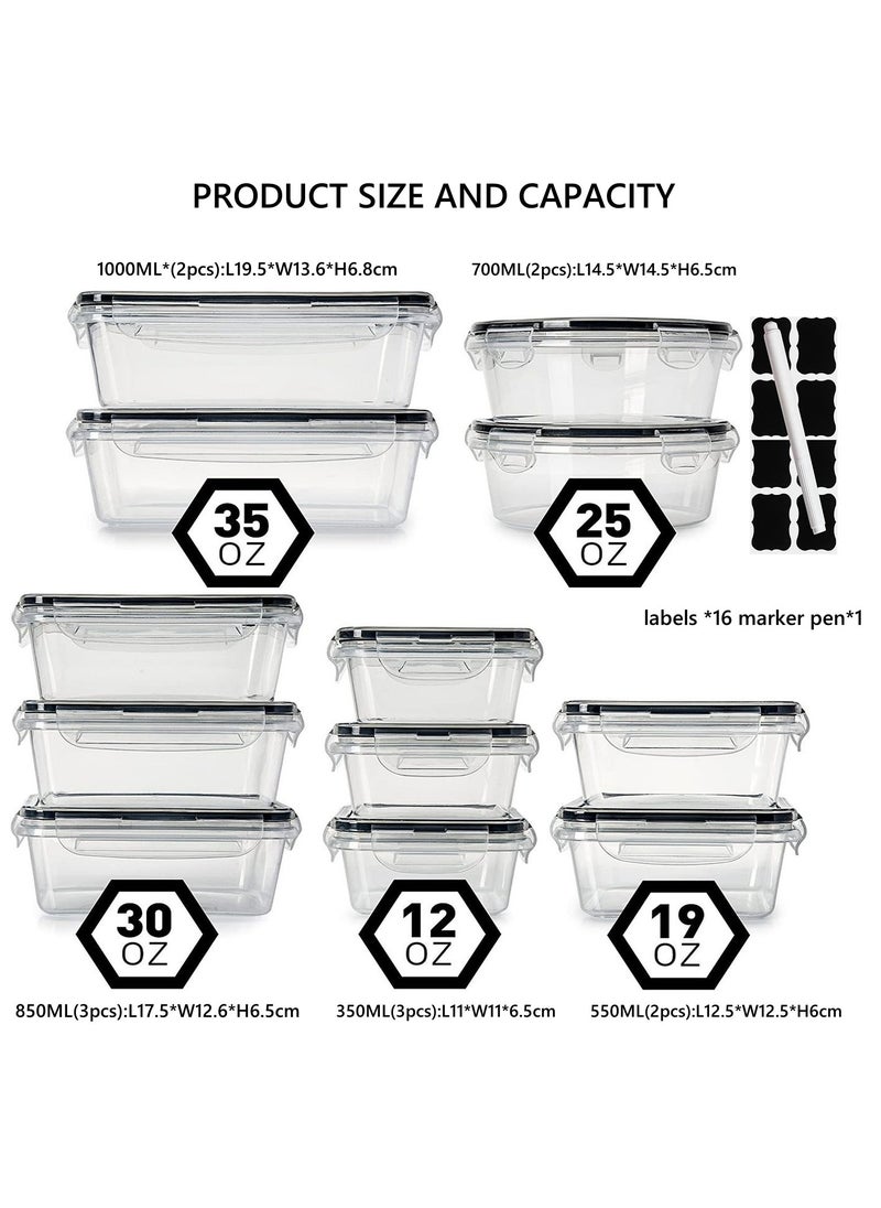 Generic - 12 PCS Food Storage Containers with Locking Lids Airtight Kitchen Organizer Fridge Organizers and Storage Food Container Storage Box with Lid Ideal for Meal Prep and Food Freshness - Image 1