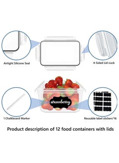 Generic 12 PCS Food Storage Containers with Locking Lids Airtight Kitchen Organizer Fridge Organizers and Storage Food Container Storage Box with Lid Ideal for Meal Prep and Food Freshness  - Image 5