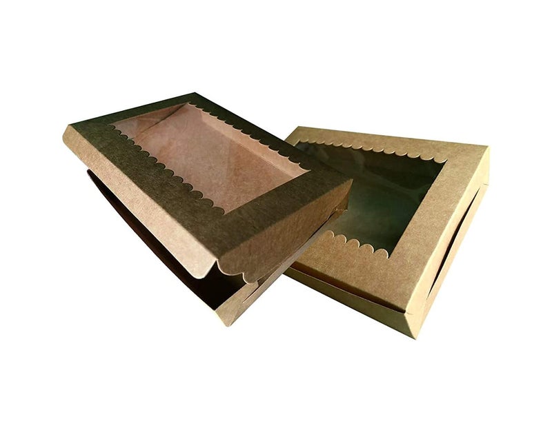 CHOCO DECOR Brownie Box with Clear Display Window Mini Cupcake Box Donut Box Dessert Packaging Pack of 10 85x6x175 inch - Image 2