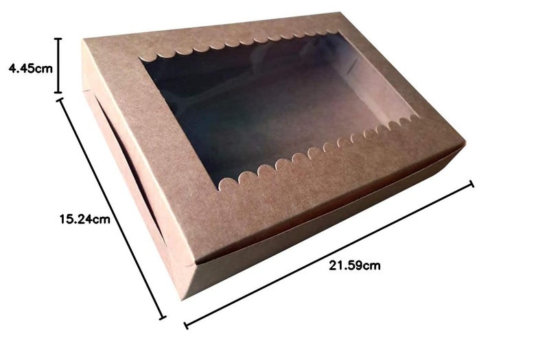 CHOCO DECOR Brownie Box with Clear Display Window Mini Cupcake Box Donut Box Dessert Packaging Pack of 10 85x6x175 inch - Image 3