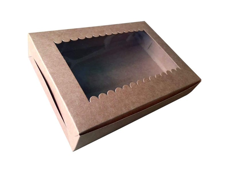 CHOCO DECOR Brownie Box with Clear Display Window Mini Cupcake Box Donut Box Dessert Packaging Pack of 10 85x6x175 inch - Image 1