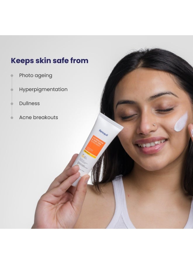 RE' EQUIL Oxybenzone and OMC Free Sunscreen For Oily & Acne Prone Skin | Prevents Acne Breakouts | No White Cast | SPF 50 PA+++ | 50g - Image 2