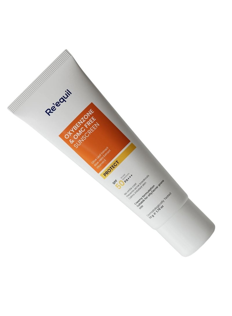 RE' EQUIL Oxybenzone and OMC Free Sunscreen For Oily & Acne Prone Skin | Prevents Acne Breakouts | No White Cast | SPF 50 PA+++ | 50g - Image 3