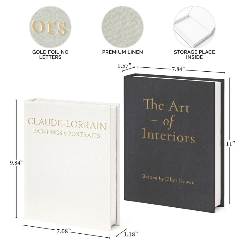 Vine Creations Decorative Books - Set of 2 Linen Hardcover Boxes with Storage - Aesthetic Fake Books for Decoration for Home, Shelf, Bookshelf Decor, Coffee Table Decor, as Storage or Keepsake Box - Image 4