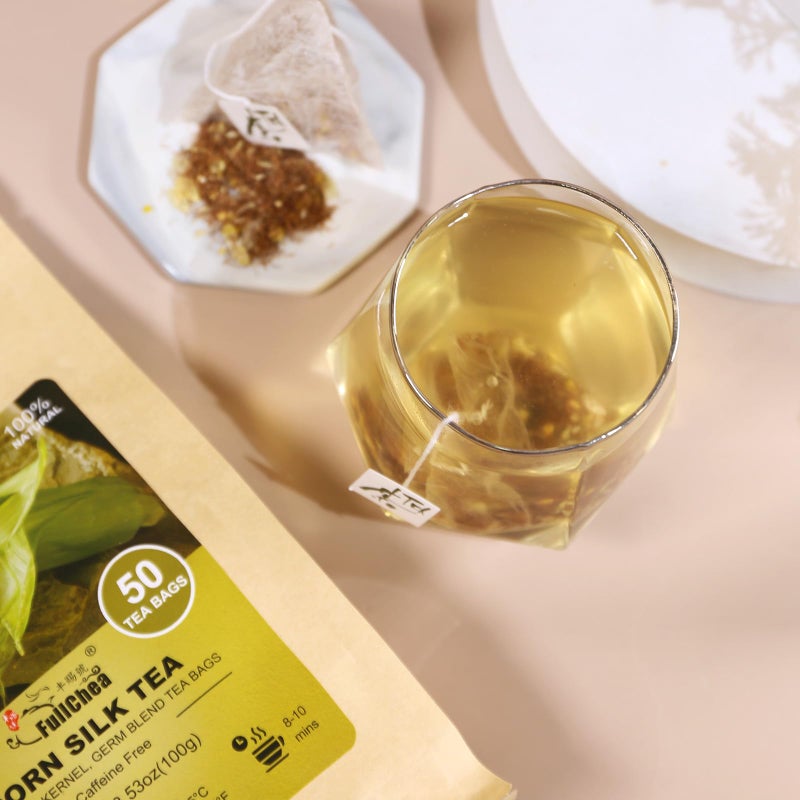 FullChea فولشيا - أكياس شاي حرير الذرة، 50 قطعة - نكهة حلوة خفيفة ورائحة الذرة - غير معدلة وراثيًا - خالية من الكافيين - تدعم الكلى وتساعد في الهضم - Image 3