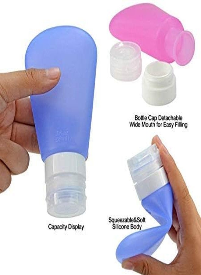 MEETDIP Travel Refillable Bottle Container, Easy to Carry Shampoo, Conditioner, Body Wash, Cosmetic Toiletries, BPA Free Leak Proof, Travel & Pocket Friendly (90ml x Pack of 3 Multicolour & Silicone) - Image 2