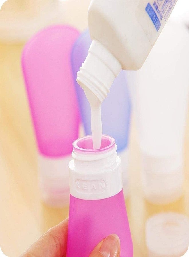 MEETDIP Travel Refillable Bottle Container, Easy to Carry Shampoo, Conditioner, Body Wash, Cosmetic Toiletries, BPA Free Leak Proof, Travel & Pocket Friendly (90ml x Pack of 3 Multicolour & Silicone) - Image 3