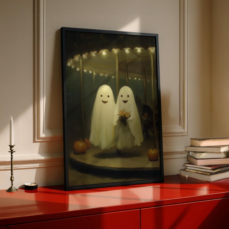 TNESSENTIAL Romantic Ghost Wall Art – ‘Fairground Romance’, Gothic Print, Cute Autumn Wall Art, Vintage Gothy Decor, Fall Home Print - Image 3