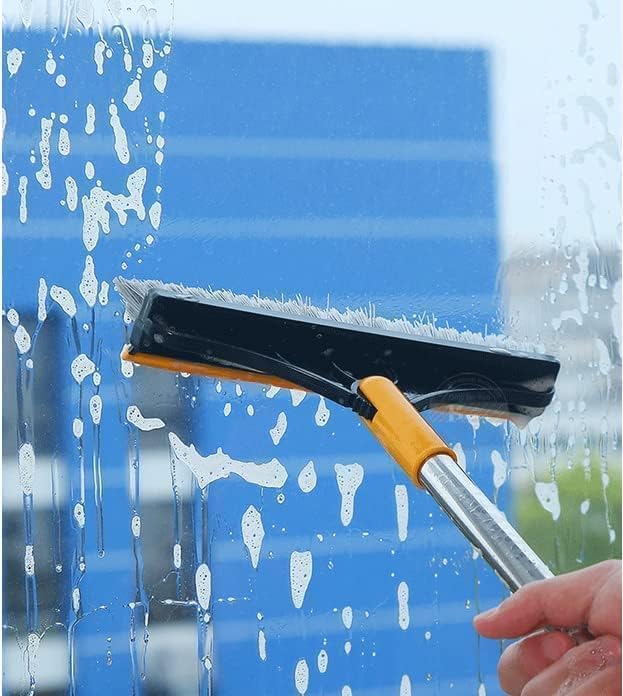 JIVANI 2 in 1 Bathroom CleaningBrush with Wiper and SqueegeesTiles Cleaning Brush with Long Handle Tile Cleaner Brush Bathroom Floor Cleaning Brush Window Cleaning Brush Wiper Brush - Image 2