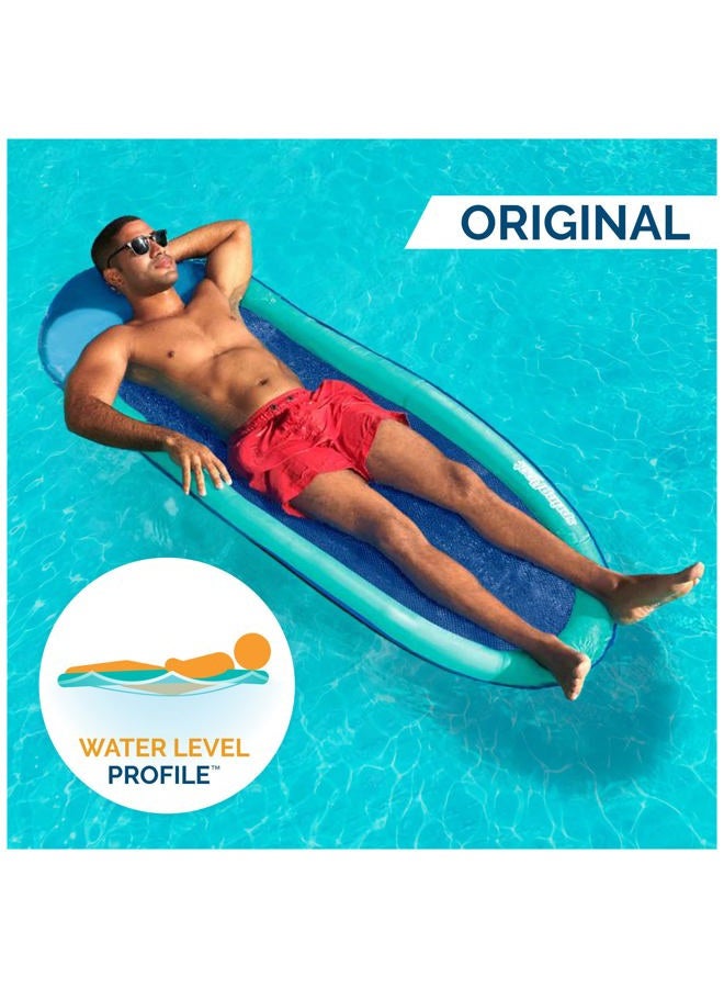 SwimWays Spring Float Original Pool Lounge Chair, Inflatable Pool Floats Adult with Fast Inflation & Head Rest for Ages 15 & Up, Aqua - Image 4