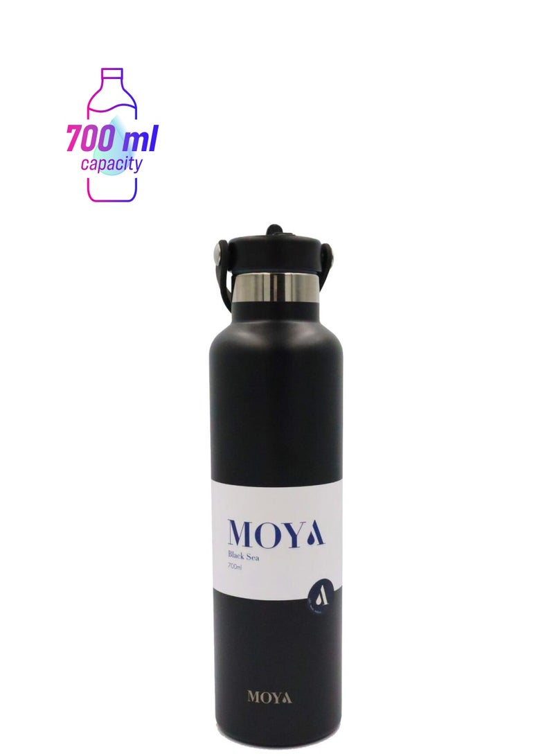 Moya "Black Sea"  700ml Insulated Sustainable Water Bottle Black - Image 1