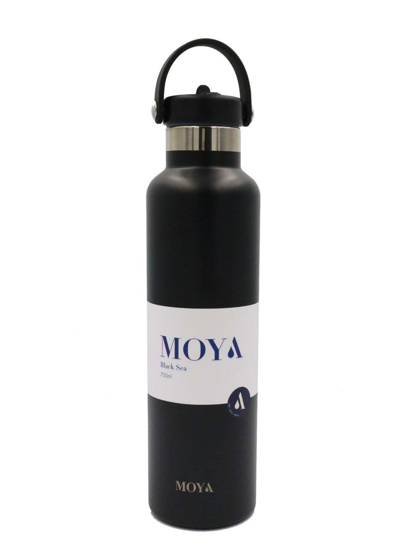 Moya "Black Sea"  700ml Insulated Sustainable Water Bottle Black - Image 2