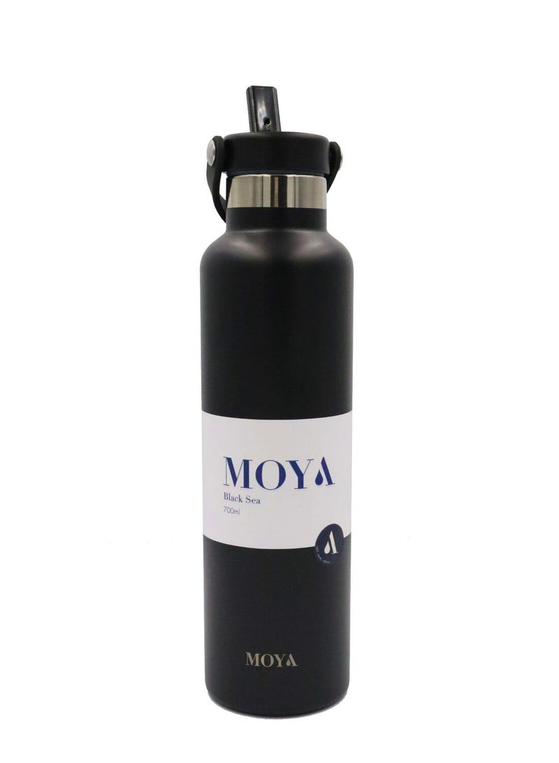 Moya "Black Sea"  700ml Insulated Sustainable Water Bottle Black - Image 3