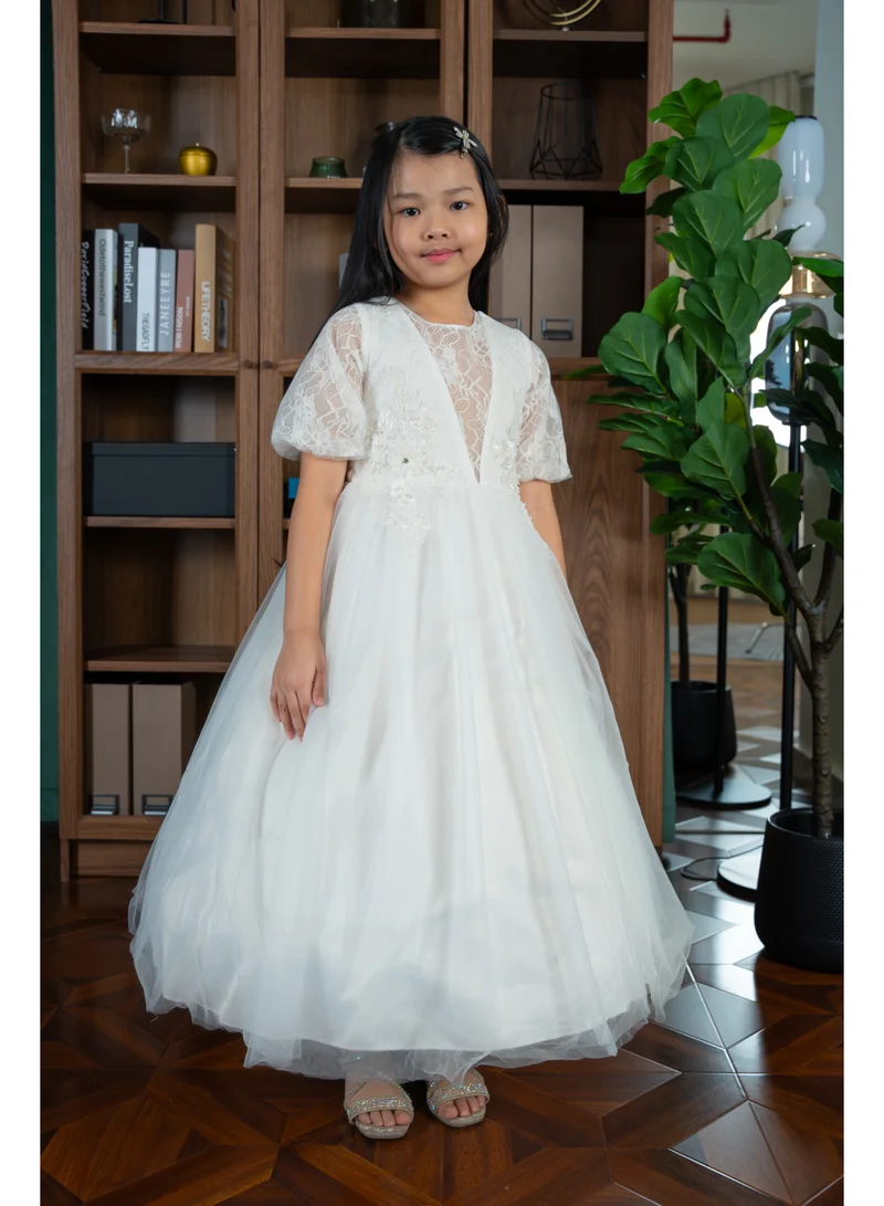 D'Daniela D' Daniela - Julietta White Party Dress with Sleeves