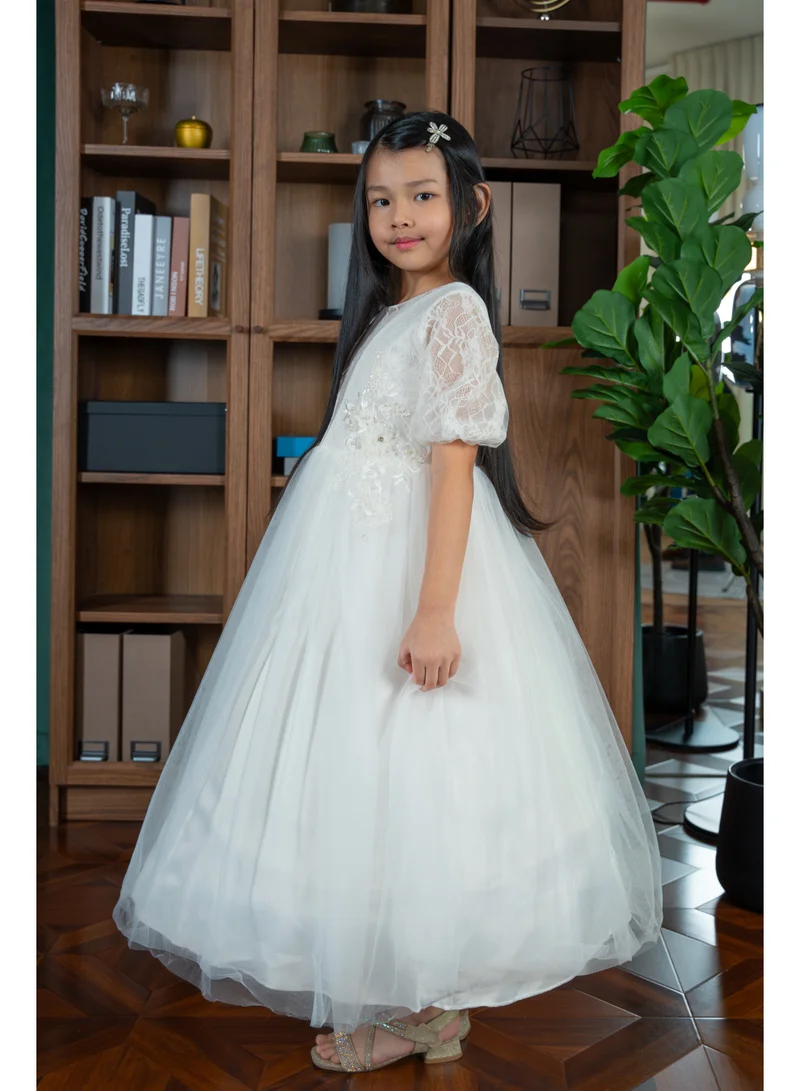 D'Daniela D' Daniela - Julietta White Party Dress with Sleeves