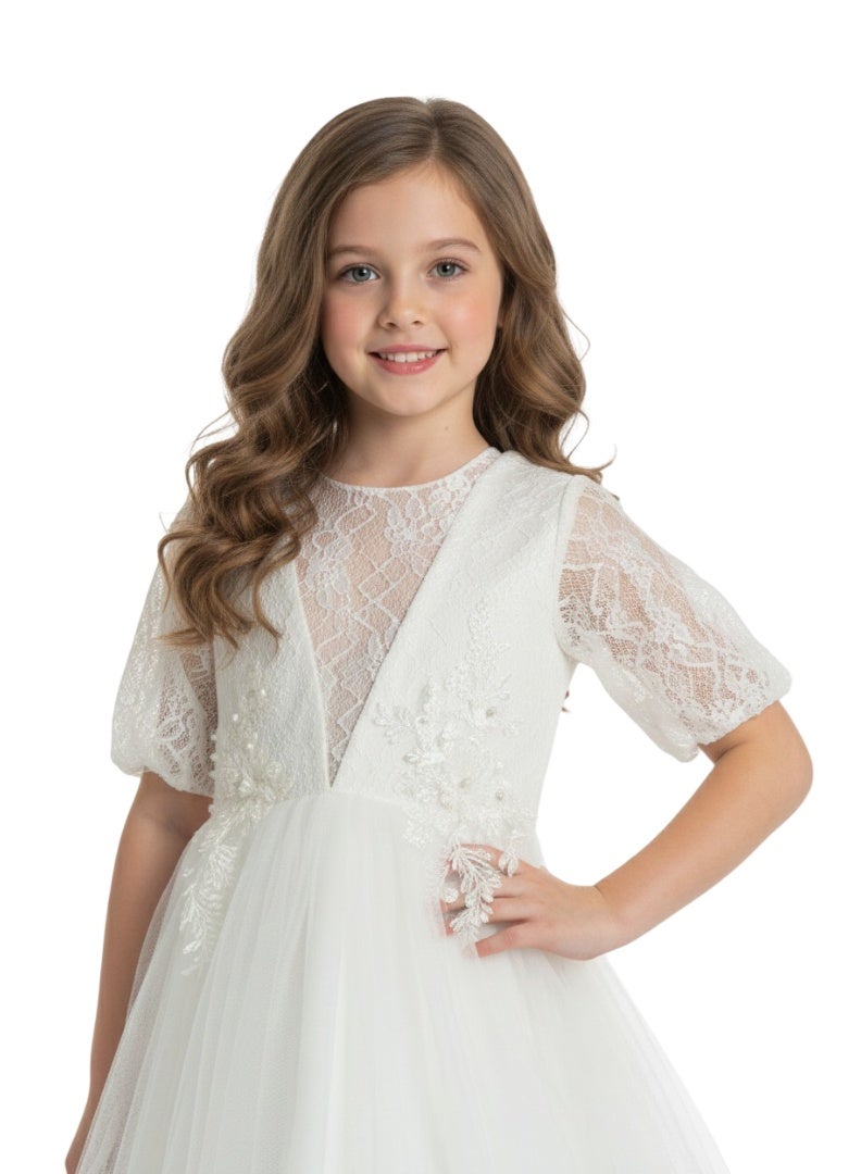 D'Daniela D' Daniela - Julietta White Party Dress with Sleeves - Image 2