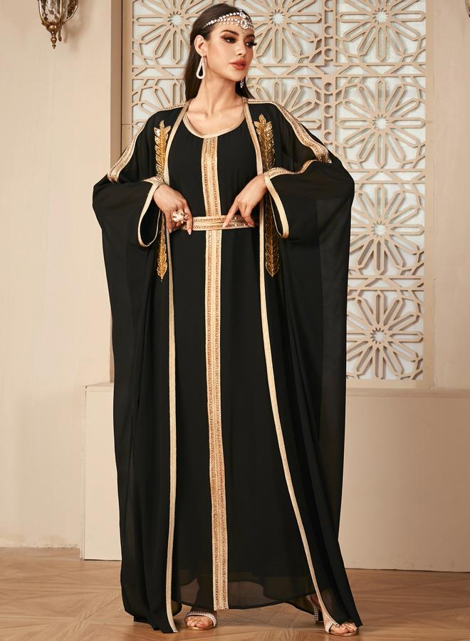 Take Two Sequined Maxi Dress and Front Open Kimono Modest Set - Image 3