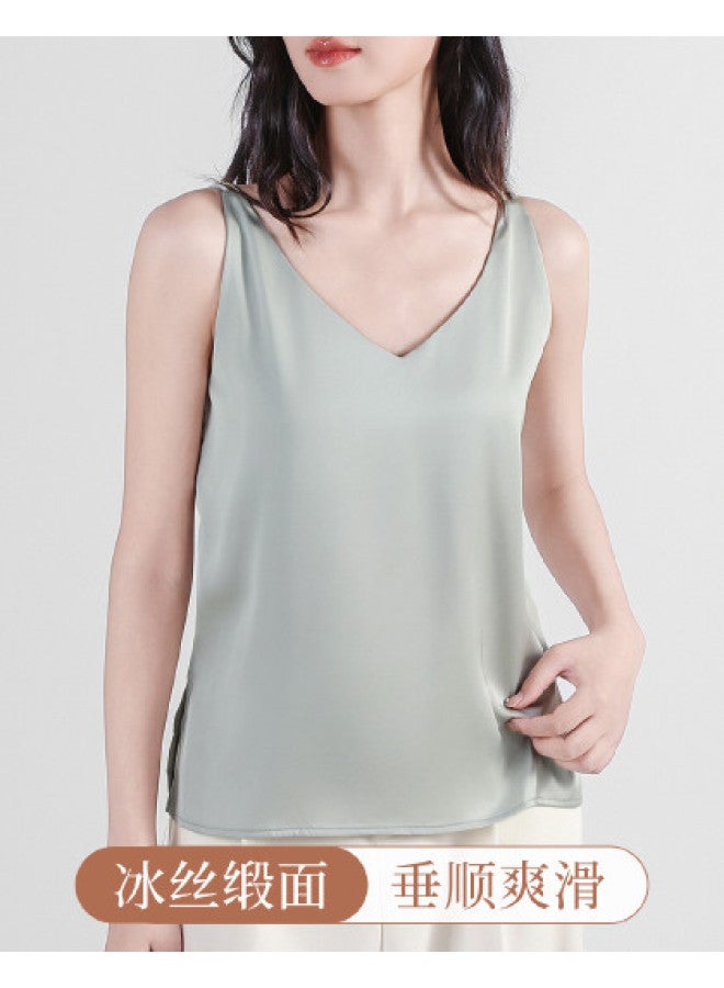 Moonbadi Thin And Breathable V-Neck Viscose Satin Camisole For Women, With Double Thin Straps, Stylish Back Design, Smooth And Slimming, Suitable For Outer Wear - Image 1
