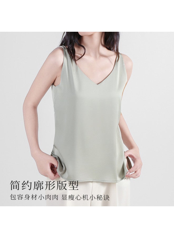 Moonbadi Thin And Breathable V-Neck Viscose Satin Camisole For Women, With Double Thin Straps, Stylish Back Design, Smooth And Slimming, Suitable For Outer Wear - Image 3