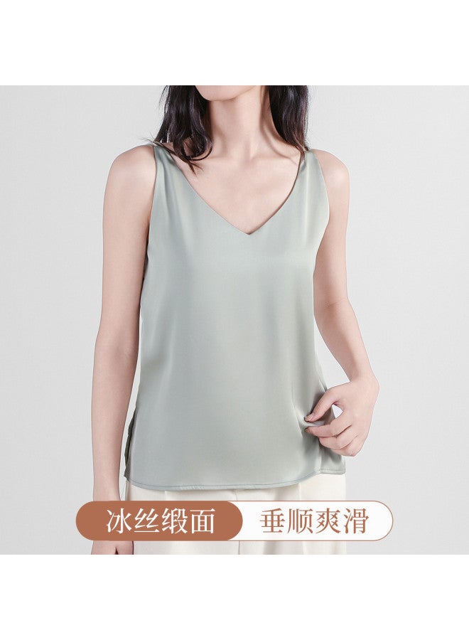 Moonbadi Thin And Breathable V-Neck Viscose Satin Camisole For Women, With Double Thin Straps, Stylish Back Design, Smooth And Slimming, Suitable For Outer Wear - Image 2