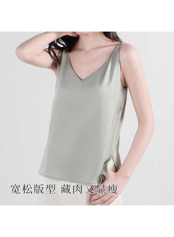 Moonbadi Thin And Breathable V-Neck Viscose Satin Camisole For Women, With Double Thin Straps, Stylish Back Design, Smooth And Slimming, Suitable For Outer Wear - Image 5