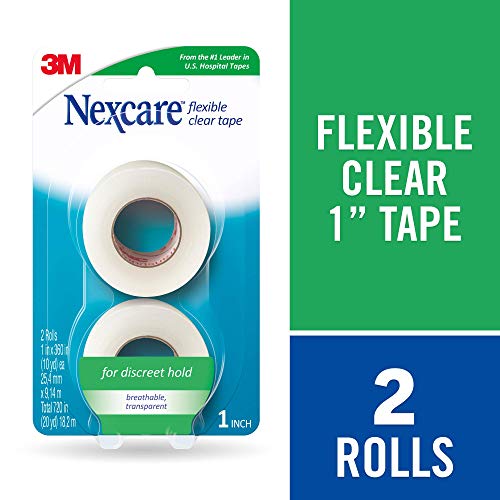 Nexcare Flexible Clear Tape, Waterproof Transparent Medical Tape, Secures Dressings and Catheter Tubing - 1 In x 10 Yds, 2 Rolls of Tape - Image 3