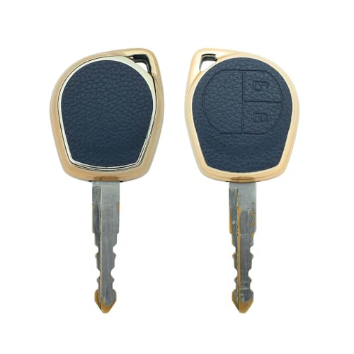 keyzone Litchi Leather Textured TPU Key Cover & Keychain compatible for Maruti Suzuki Cars 2 button remote key (Blue) - Image 2
