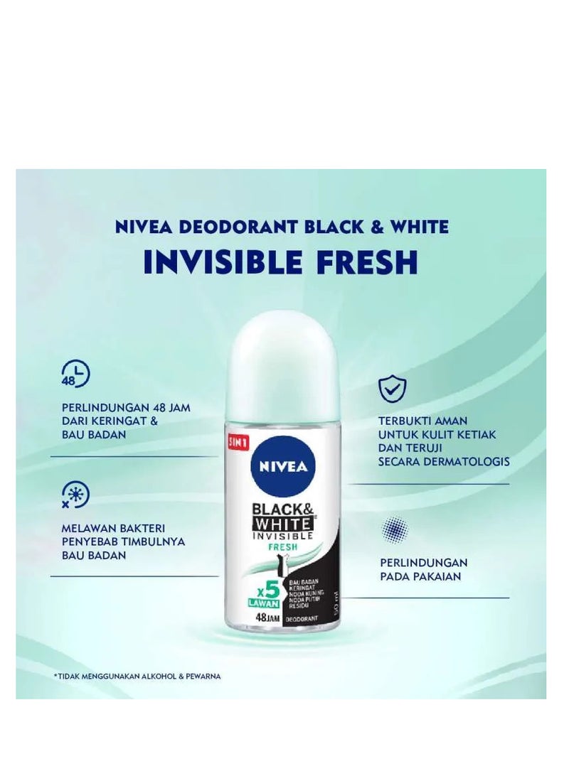 Nivea Pack Of 2 Nivea Black And White Invisible Fresh 50Ml - Image 4
