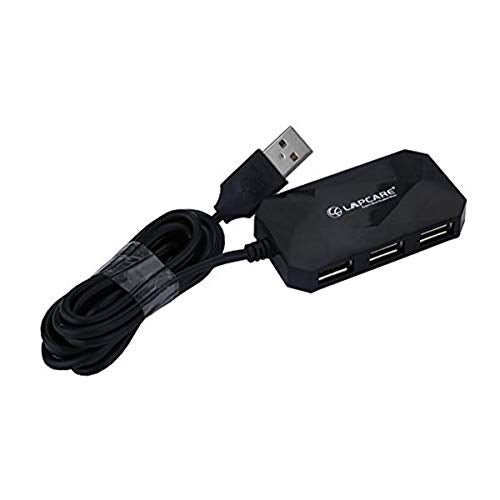 Lapcare USB 2.0 4-Port Hub, Ergonomic Design, Support Data Transfer Rate 1.5/12/480mb/s with 1meter Cable (Black) - Image 1