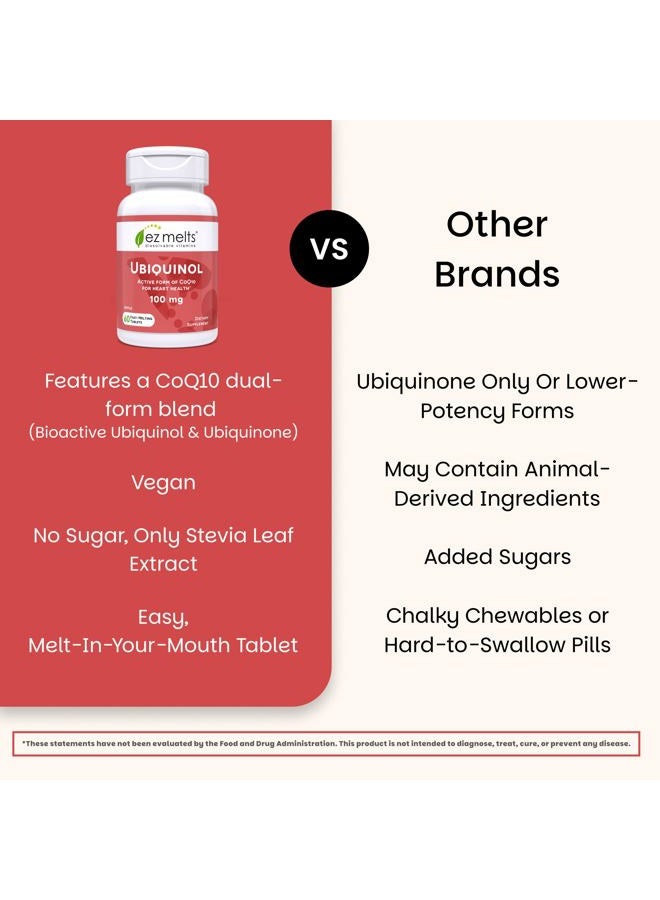 EZ Melts Soluble Ubiquinol 100mg, Active Form of CoQ10, Heart Health Supplements for Men and Women, SugarF - Image 5