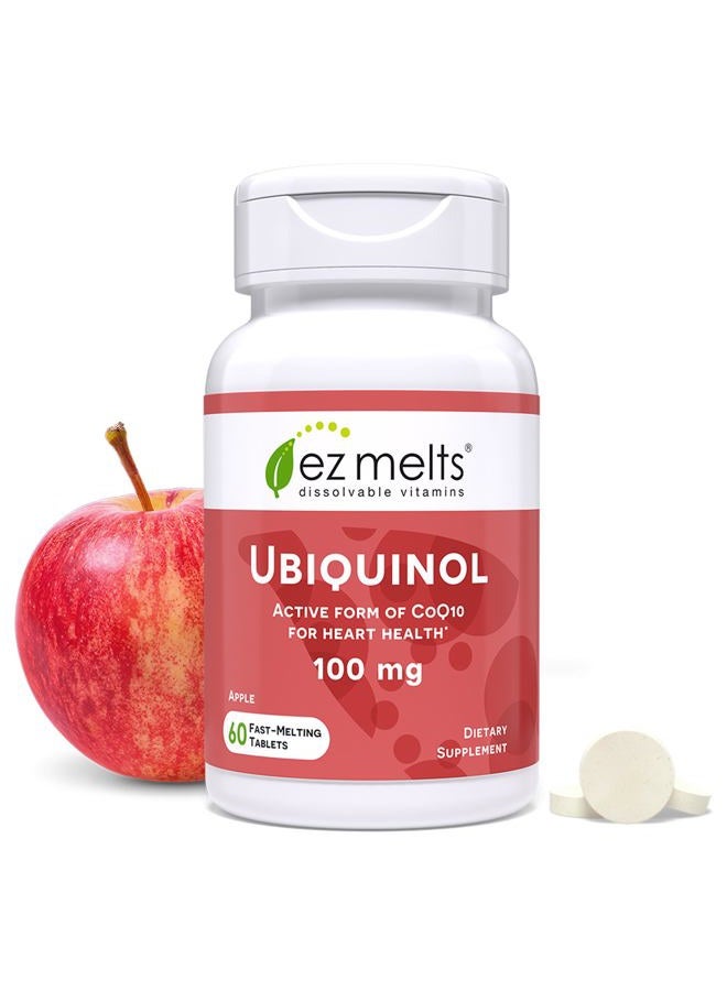 EZ Melts Soluble Ubiquinol 100mg, Active Form of CoQ10, Heart Health Supplements for Men and Women, SugarF - Image 1