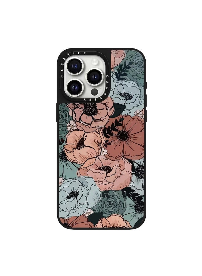 كاستيفي جراب CASETiFY x Meri Meri بنقشة زهور عتيقة لهاتف iPhone 15 Pro، غطاء صلب متوافق مغناطيسيًا - Image 1