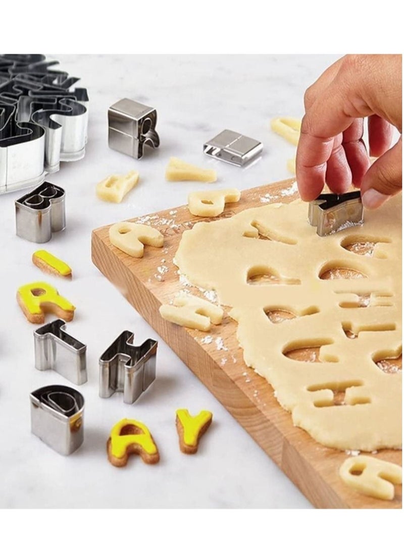 SYOSI - Cookie Molds Cutter Mould Set Cake Molds 26pcs Stainless Steel Alphabet Letters Biscuit Cookies Cutters Molds Mini A-Z Shaped Mould Decorating Tool - Image 1