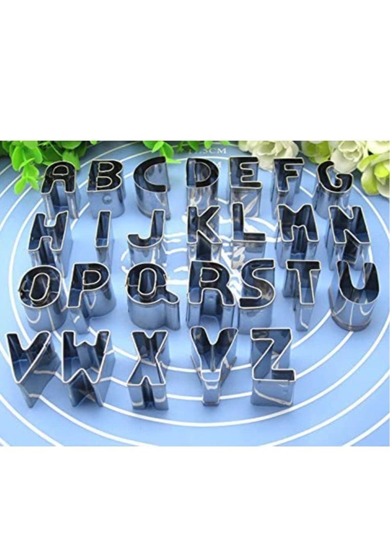 SYOSI - Cookie Molds Cutter Mould Set Cake Molds 26pcs Stainless Steel Alphabet Letters Biscuit Cookies Cutters Molds Mini A-Z Shaped Mould Decorating Tool - Image 1