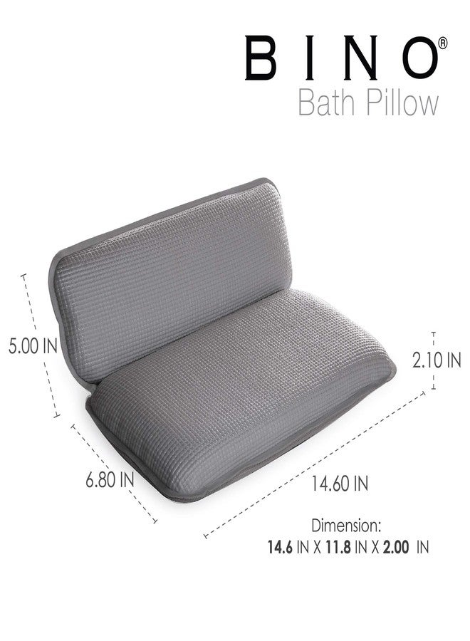 BINO | Non-Slip Cushioned Bath Pillow with Suction Cups, Silver | Spa Pillow Bath Pillows for Tub | Neck and Back Support | Bathtub Pillows | Tub Rest Accessories - Image 3