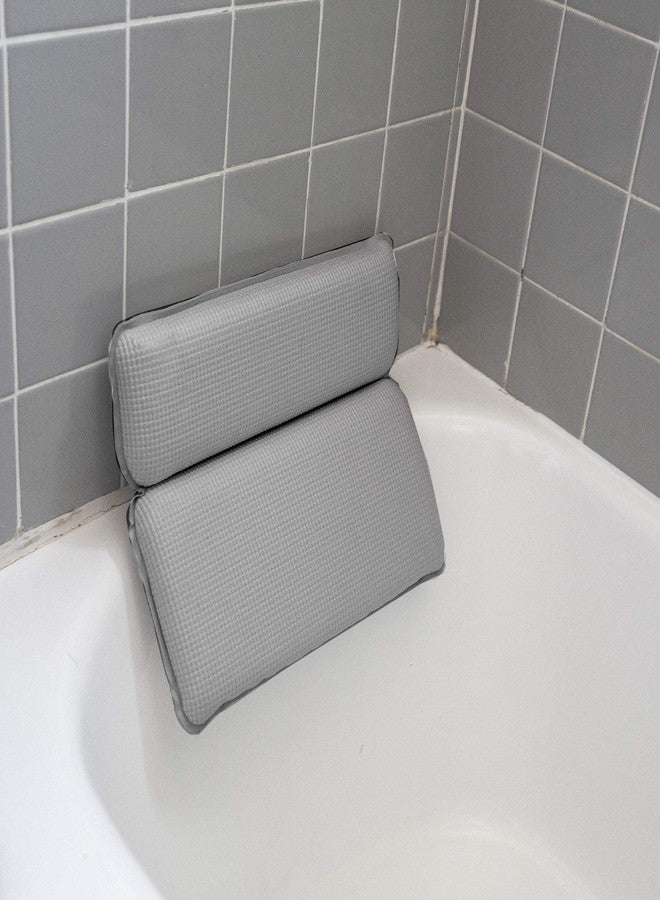 BINO | Non-Slip Cushioned Bath Pillow with Suction Cups, Silver | Spa Pillow Bath Pillows for Tub | Neck and Back Support | Bathtub Pillows | Tub Rest Accessories - Image 4