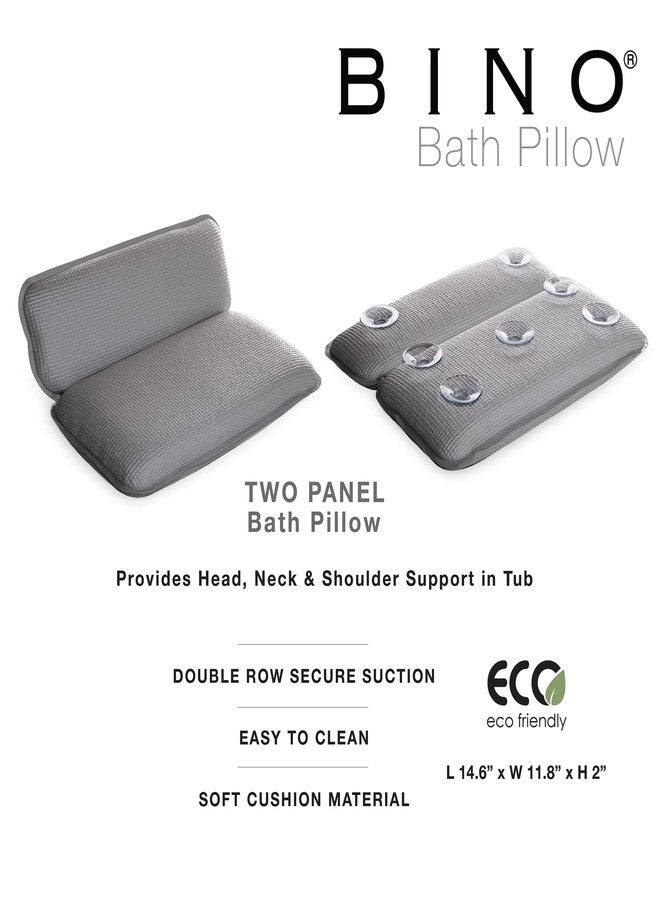 BINO | Non-Slip Cushioned Bath Pillow with Suction Cups, Silver | Spa Pillow Bath Pillows for Tub | Neck and Back Support | Bathtub Pillows | Tub Rest Accessories - Image 2
