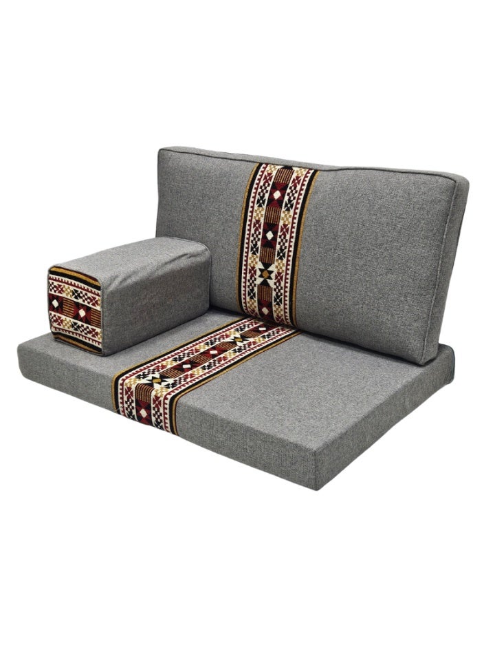 SMART HOME Traditional Arabic Floor Seating Set for Two (3 Pieces, 70 cm L x 100 cm W x 60 cm H) – Comfortable Arabic Majlis Furniture with Ornate Armrest and Backrest – Floor Seating for Home, Guests, Camps, and Trips - Image 5