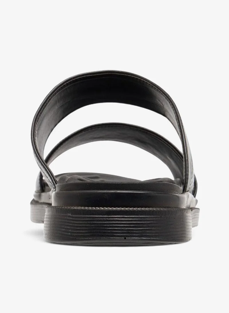 LBL By Shoexpress BLACK Textured Slip-On Comfort Sandals for Men | Best Price UAE