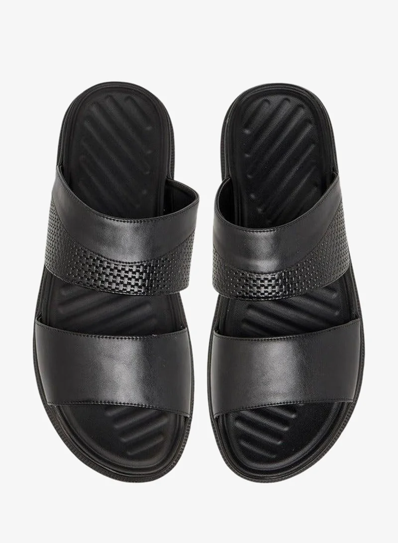 LBL By Shoexpress BLACK Textured Slip-On Comfort Sandals for Men | Best Price UAE