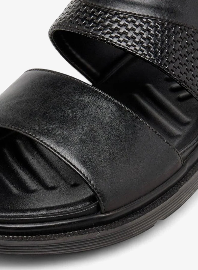 LBL By Shoexpress BLACK Textured Slip-On Comfort Sandals for Men | Best Price UAE