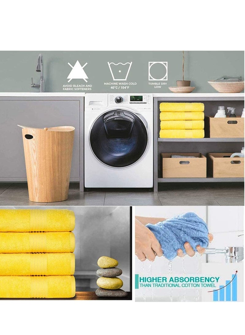 Bathroom Hand Towels, Home Soft Cotton Super Highly Absorbent Towel for Bath, Luxurious, Face, Gym and Spa, Yellow 2 Pack - Image 3