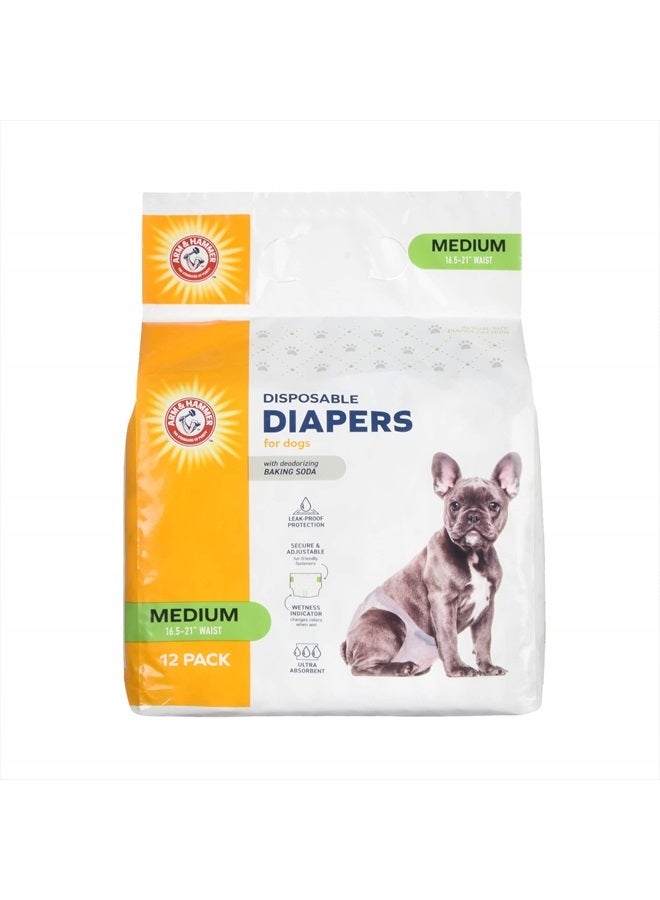 Arm & Hammer For Pets Female Dog Diapers, Size Medium, 12 Count | Ultra-Absorbent, Adjustable Girl Dog Diapers with Leak-Proof Protection and Wetness Indicator | Arm & Hammer Baking Soda Enhanced - Image 1