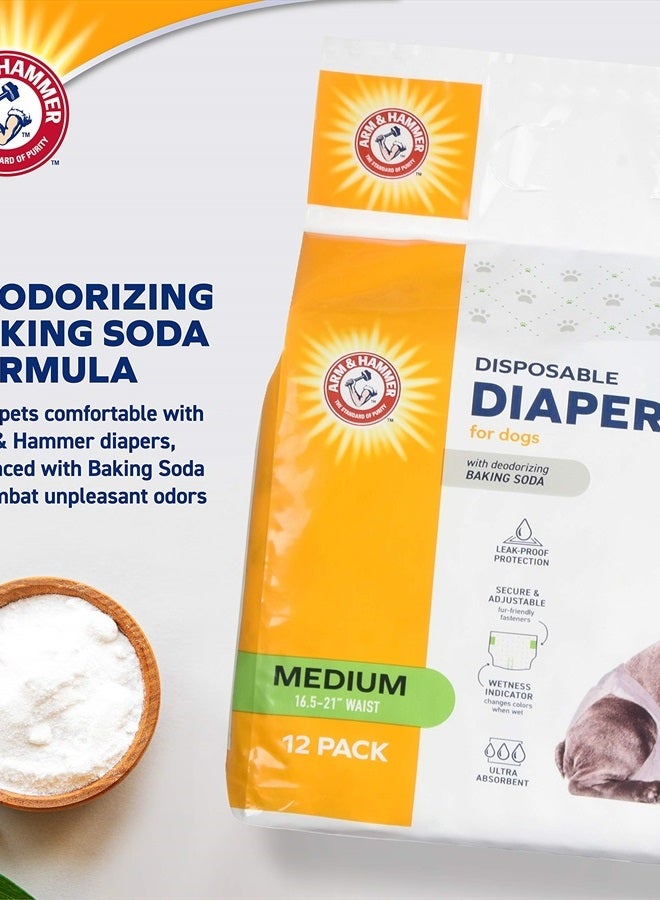 Arm & Hammer For Pets Female Dog Diapers, Size Medium, 12 Count | Ultra-Absorbent, Adjustable Girl Dog Diapers with Leak-Proof Protection and Wetness Indicator | Arm & Hammer Baking Soda Enhanced - Image 3