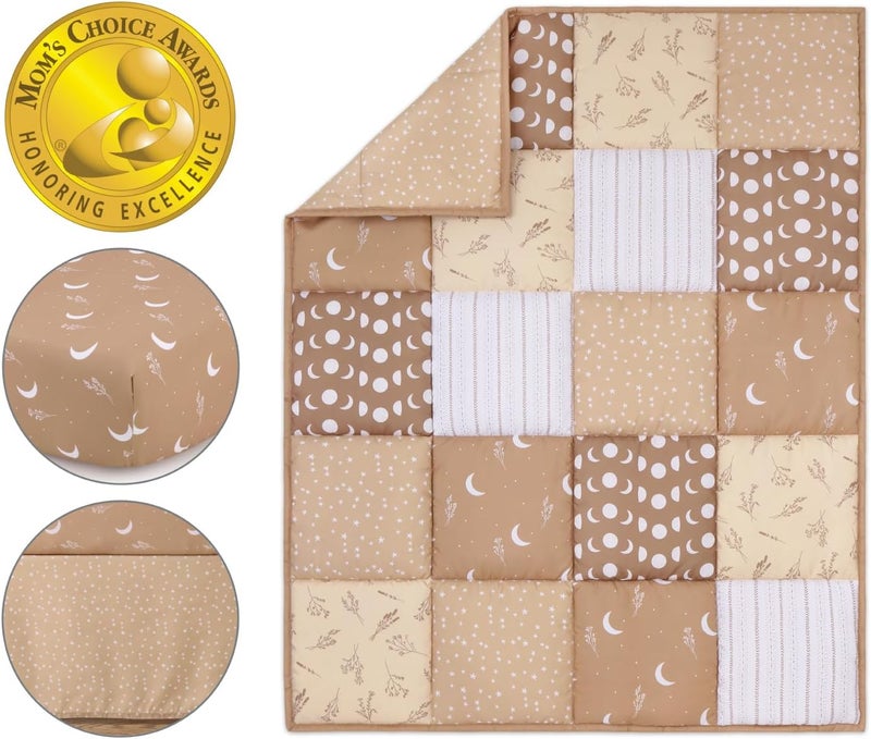 The Peanut Shell The Peanutshell 3 Piece Baby Crib Bedding Set for Boys  Girls  Newborn Infant  Toddler Nursery Bed Set Decor with Fitted Crib Sheet Dust Ruffle Comforter  Boho Celestial - Image 2